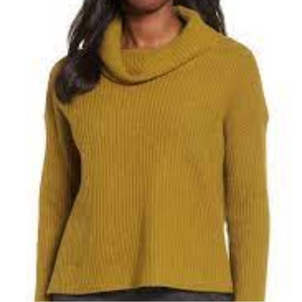 EILEEN FISHER Yak Wool Cowl Turtleneck Sweater Pullover Top